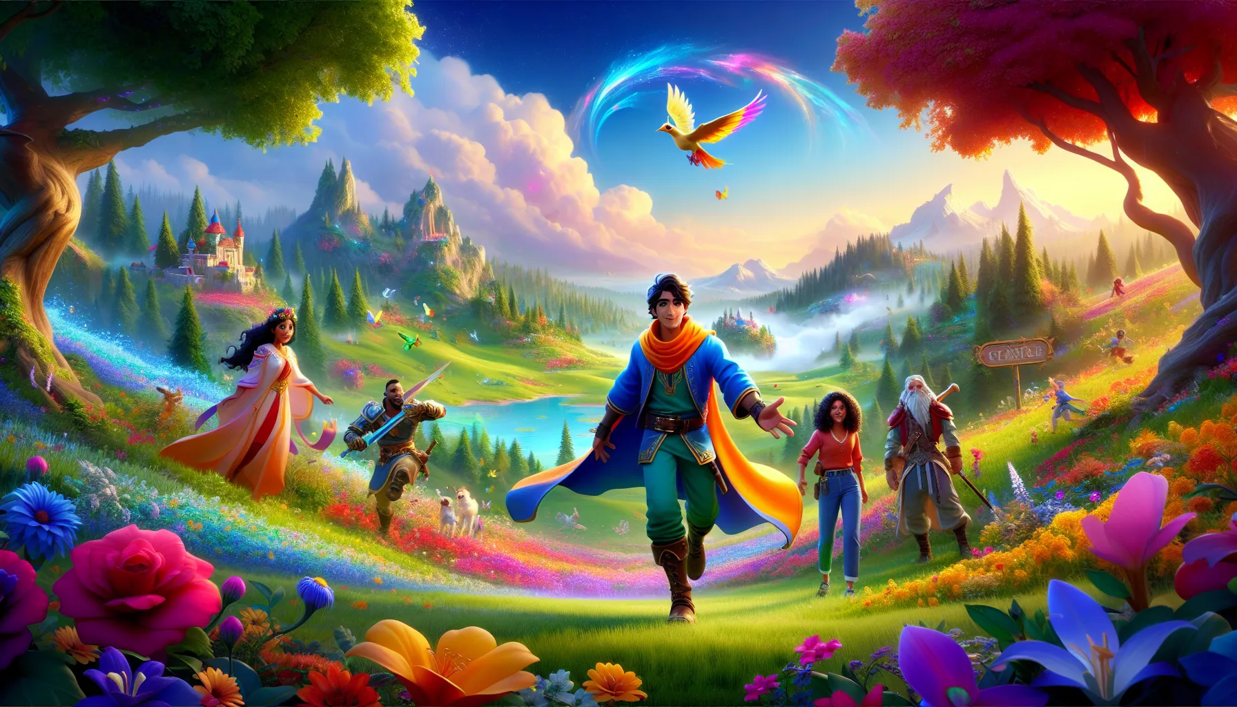 vibrant characters in a fantastical environment from the game Zhimbom.