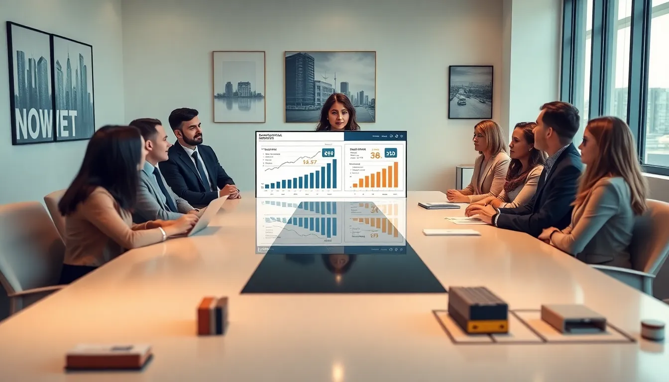 professionals discussing industrial real estate trends in a modern office.