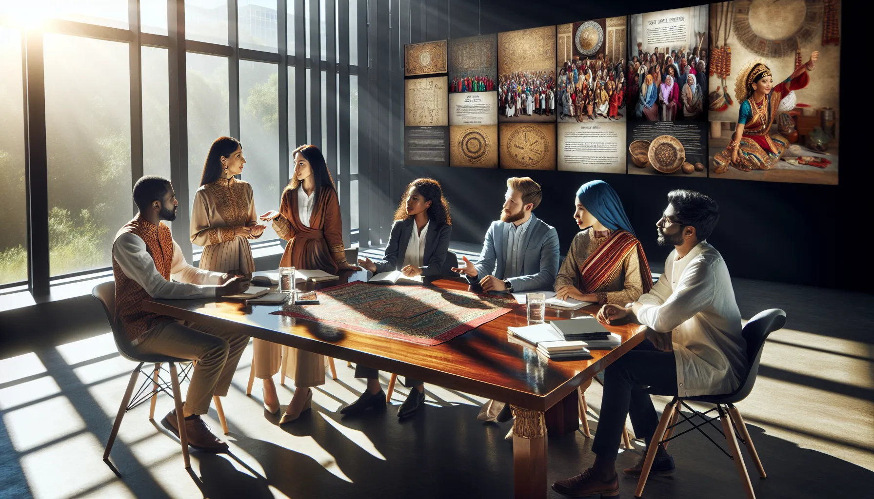 diverse professionals discussing Tunegalpre in a modern office.