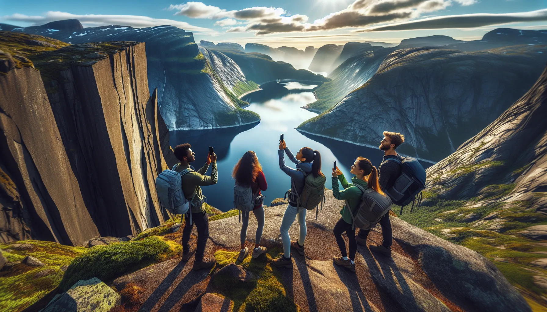 diverse hikers enjoying the scenic views at Trolltvinge.