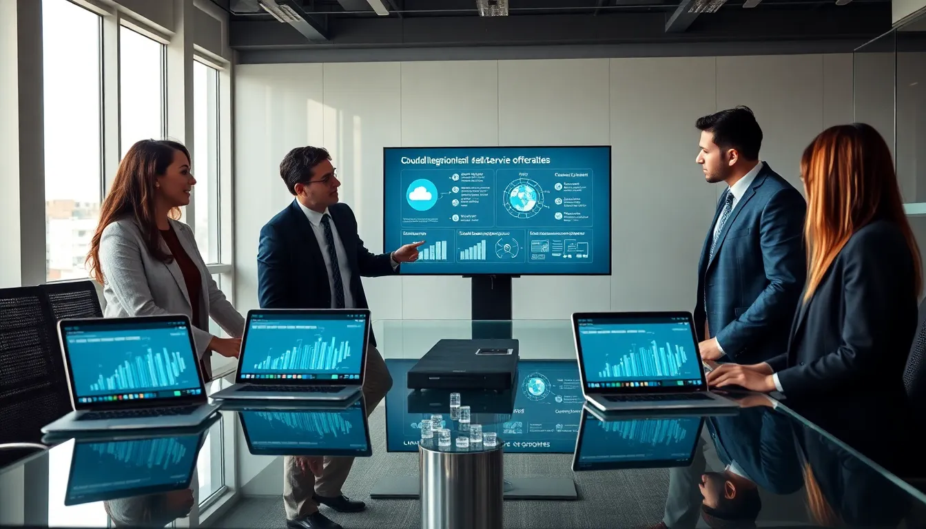 diverse IT team discussing software improvements in an office.