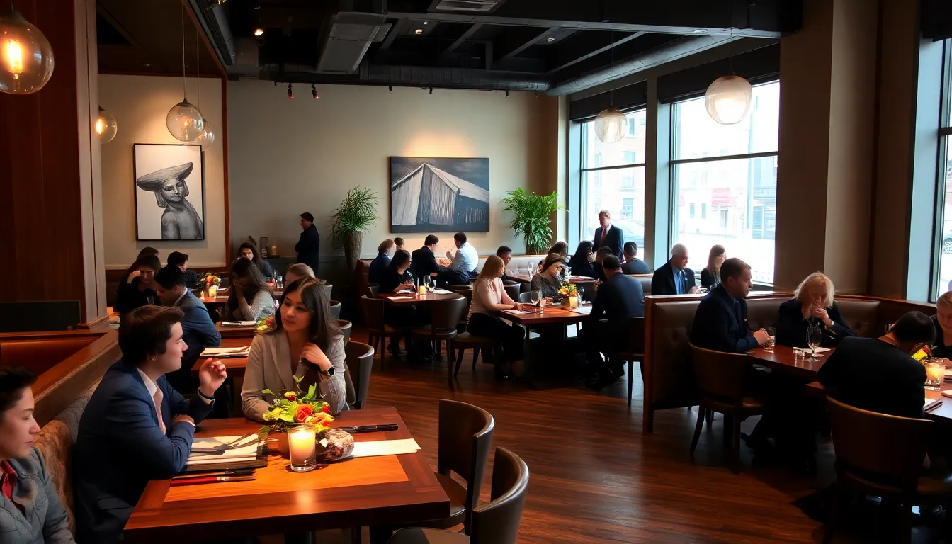 cozy interior of Birch Restaurant with diverse patrons dining.