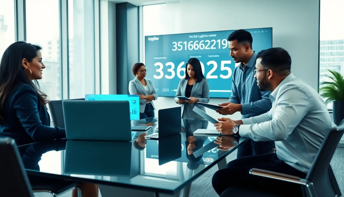 diverse team collaborating in a modern office on logistics solutions.