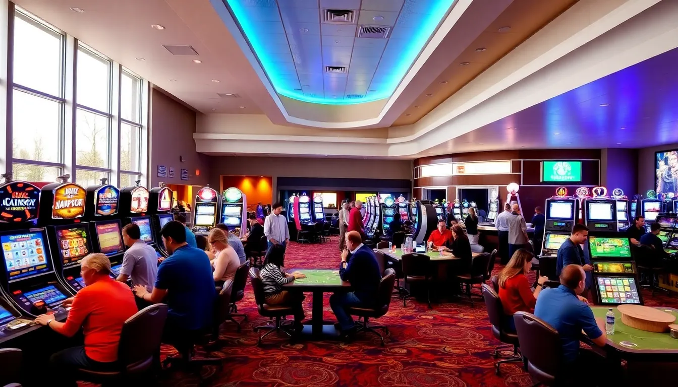 interior of Jackpot Casino Bozeman with patrons enjoying gaming.