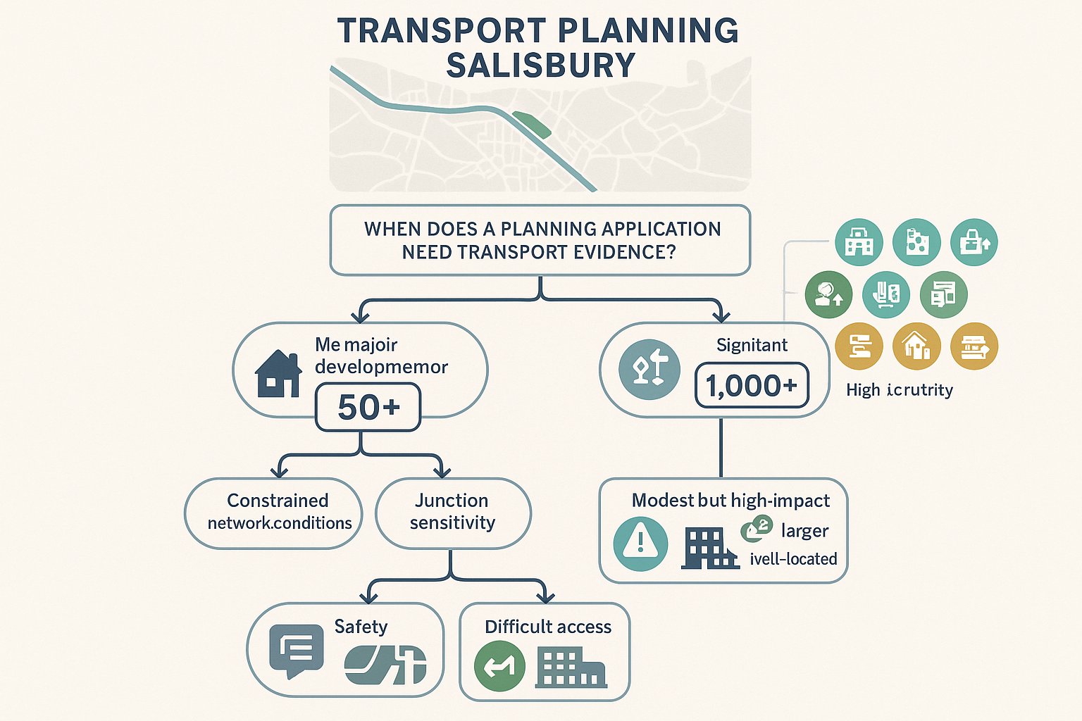 Infographic showing when developments in Salisbury need transport planning evidence.