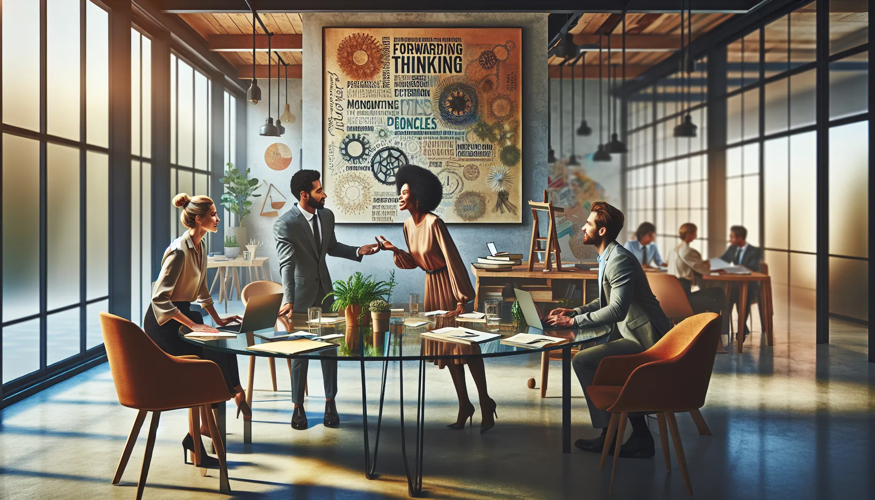 diverse team collaborating to overcome boredom in a modern office.