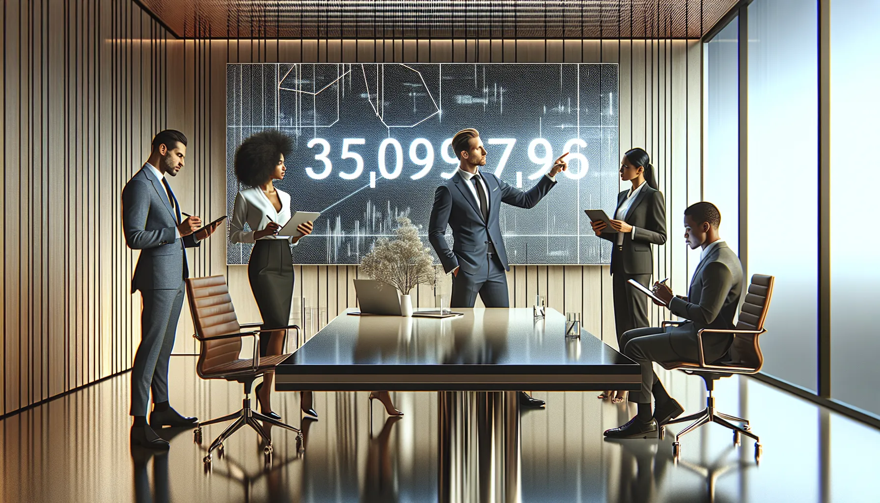 diverse professionals analyzing data in a modern office.