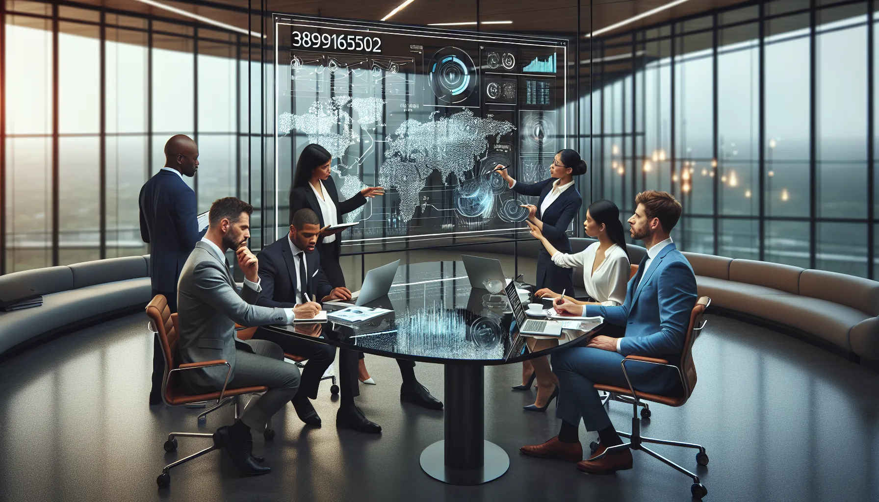 team interpreting data in a modern office setting.