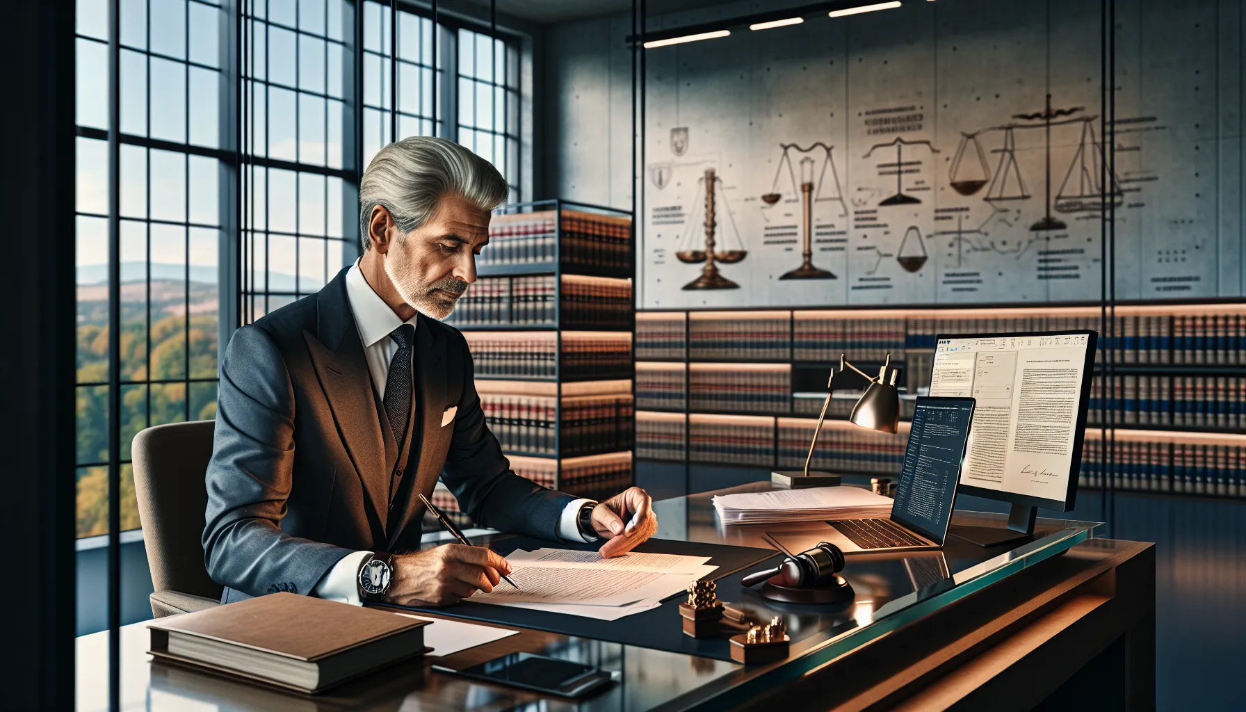 Croatian lawyer drafting pre-litigation notice in modern law office