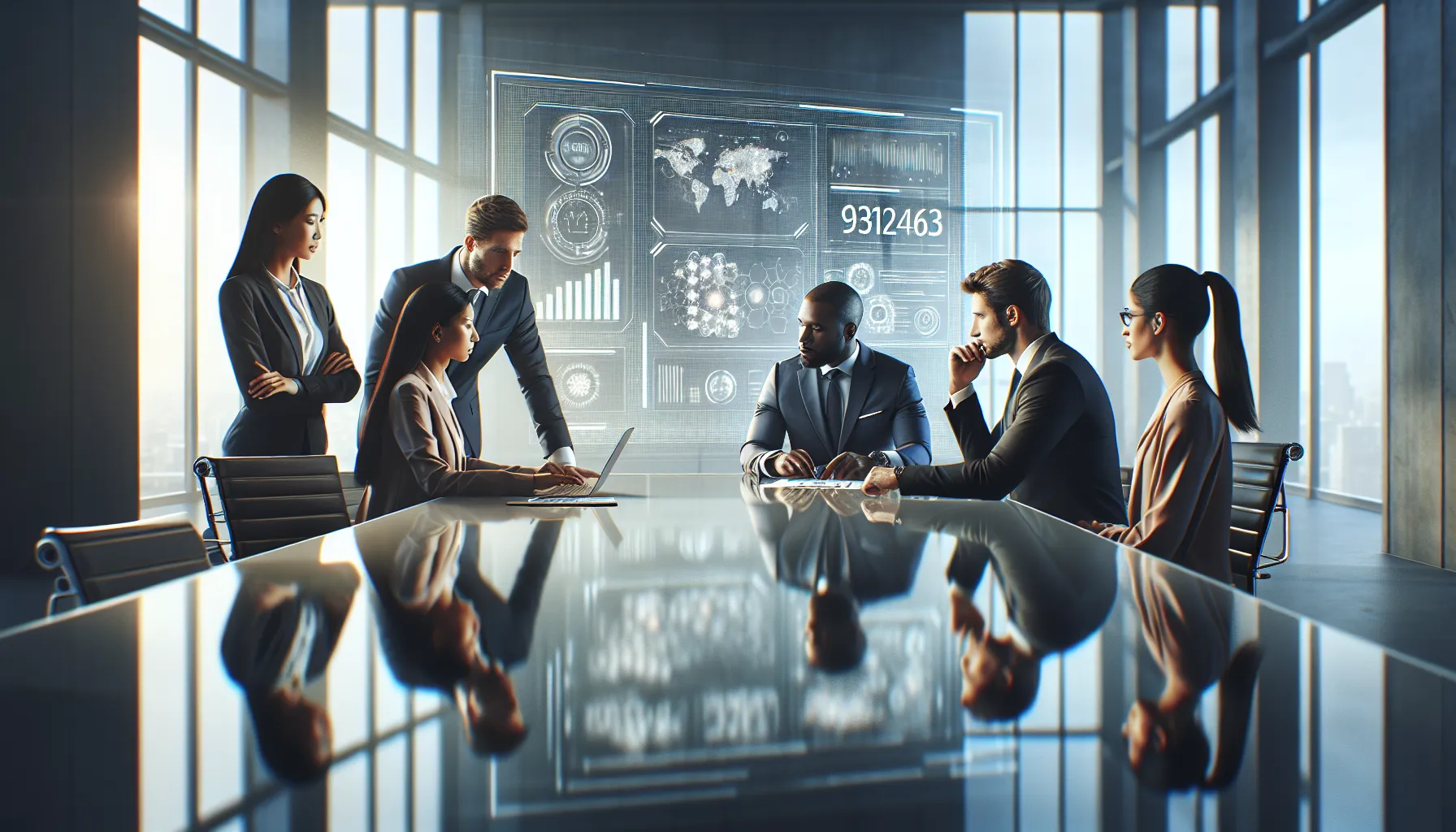 diverse professionals discussing inventory management in a modern office.