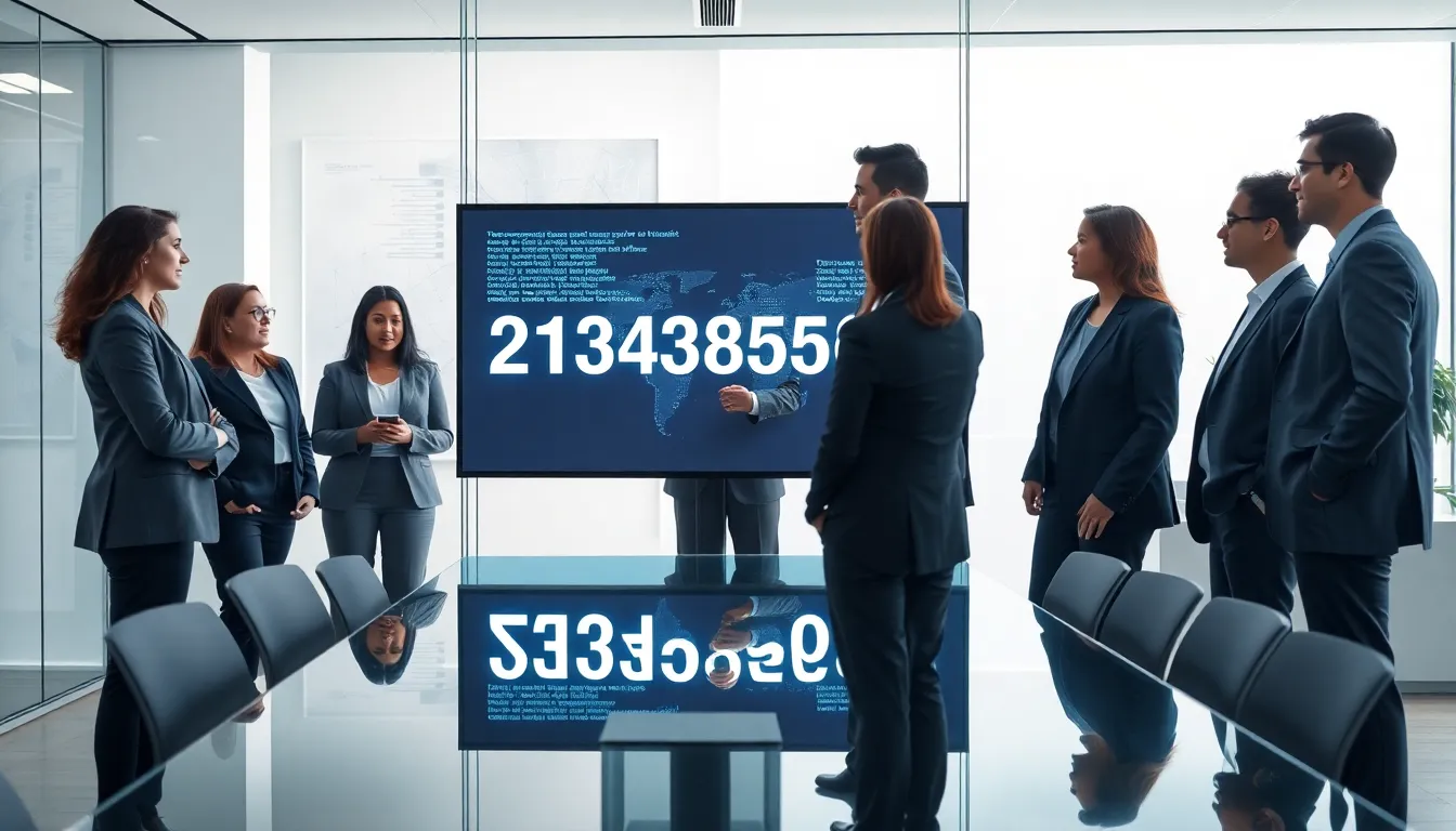 diverse professionals discussing technology in a modern office.