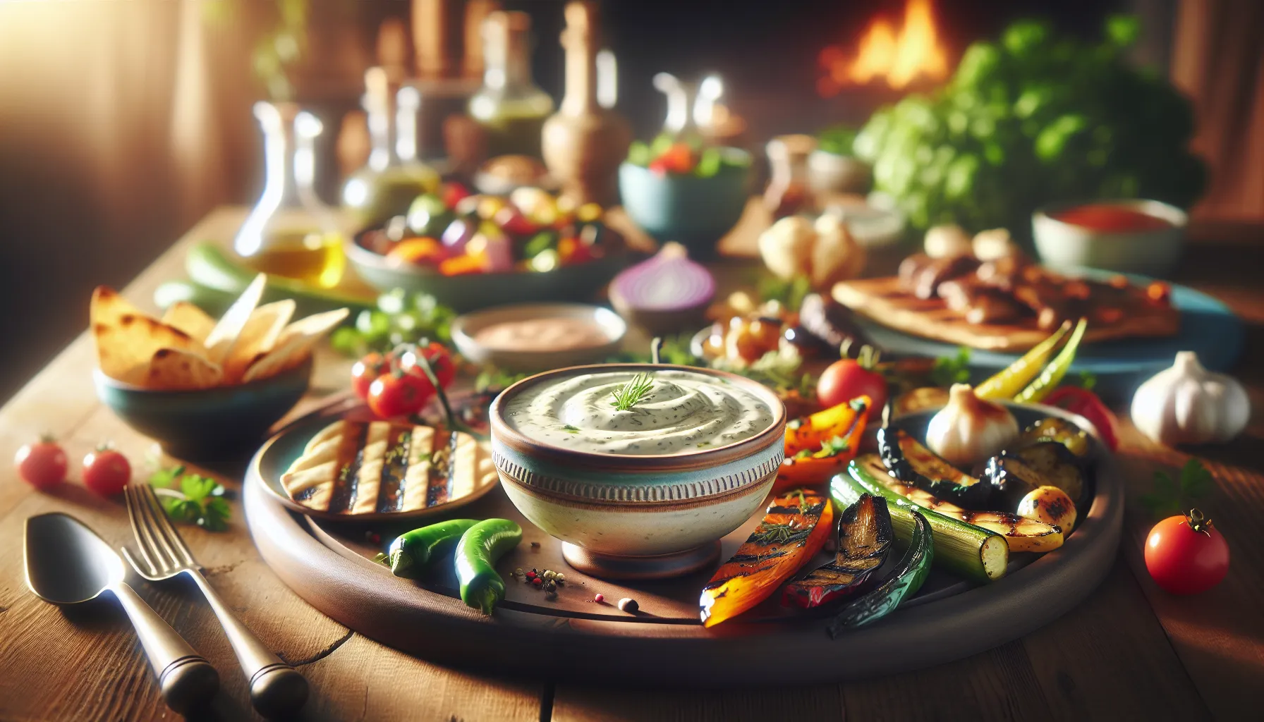 Zavagouda sauce displayed on a vibrant food platter in a modern kitchen.