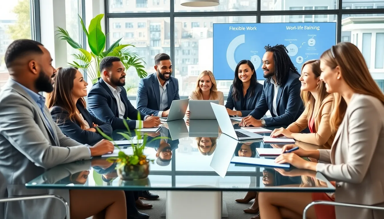 diverse professionals collaborating in a bright, modern office.