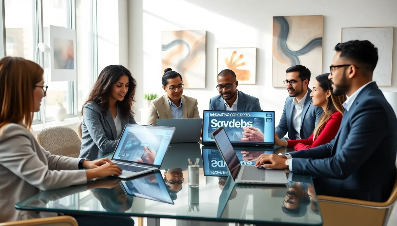 diverse team collaborating in a modern office setting.