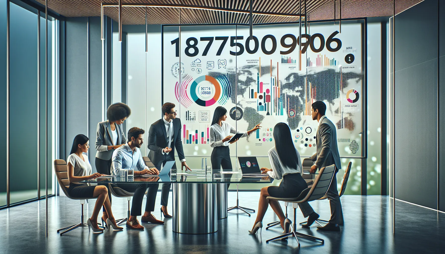 diverse team discussing technology applications in a modern office.