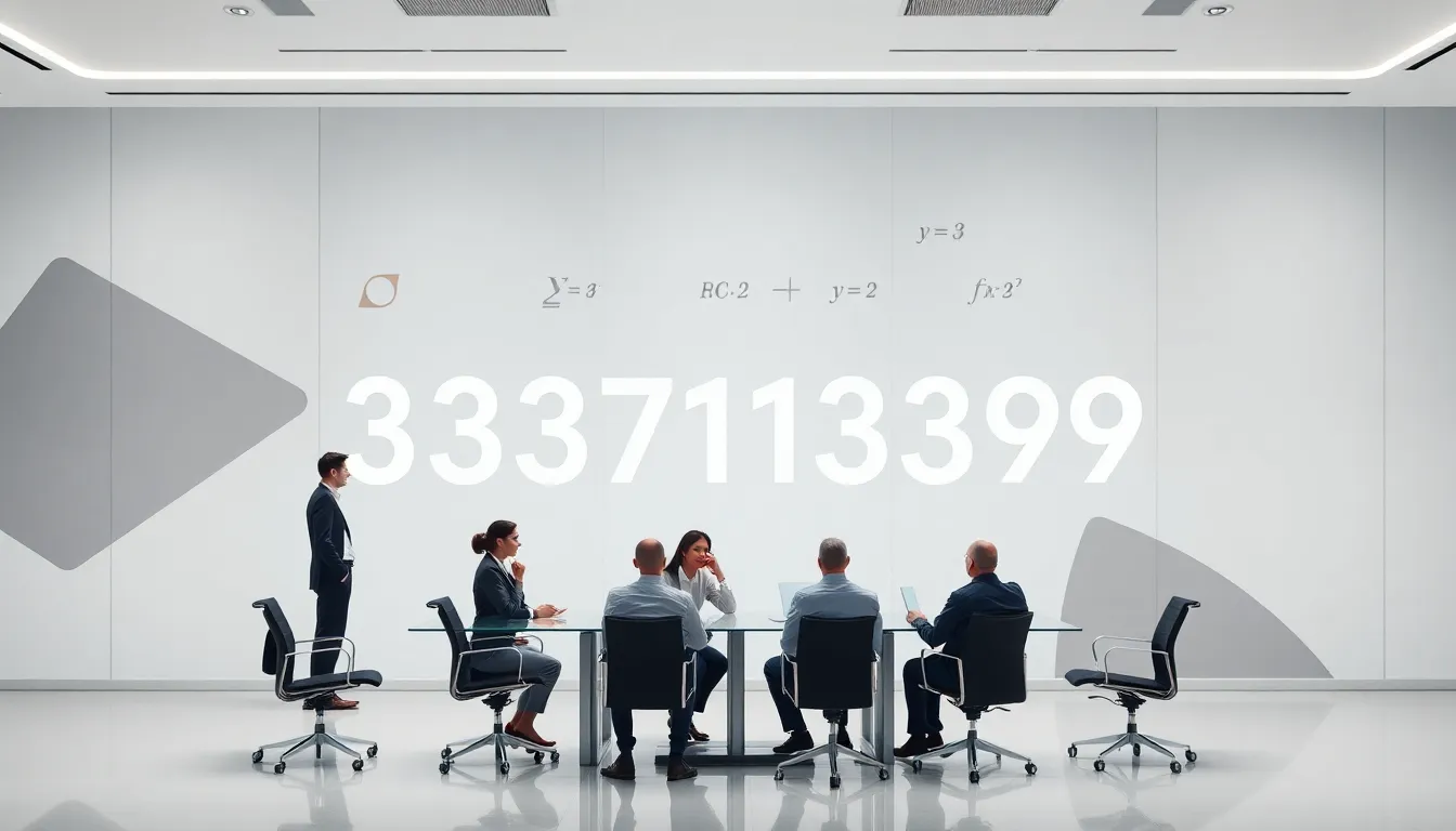 diverse team discussing numerical analysis in a modern office.