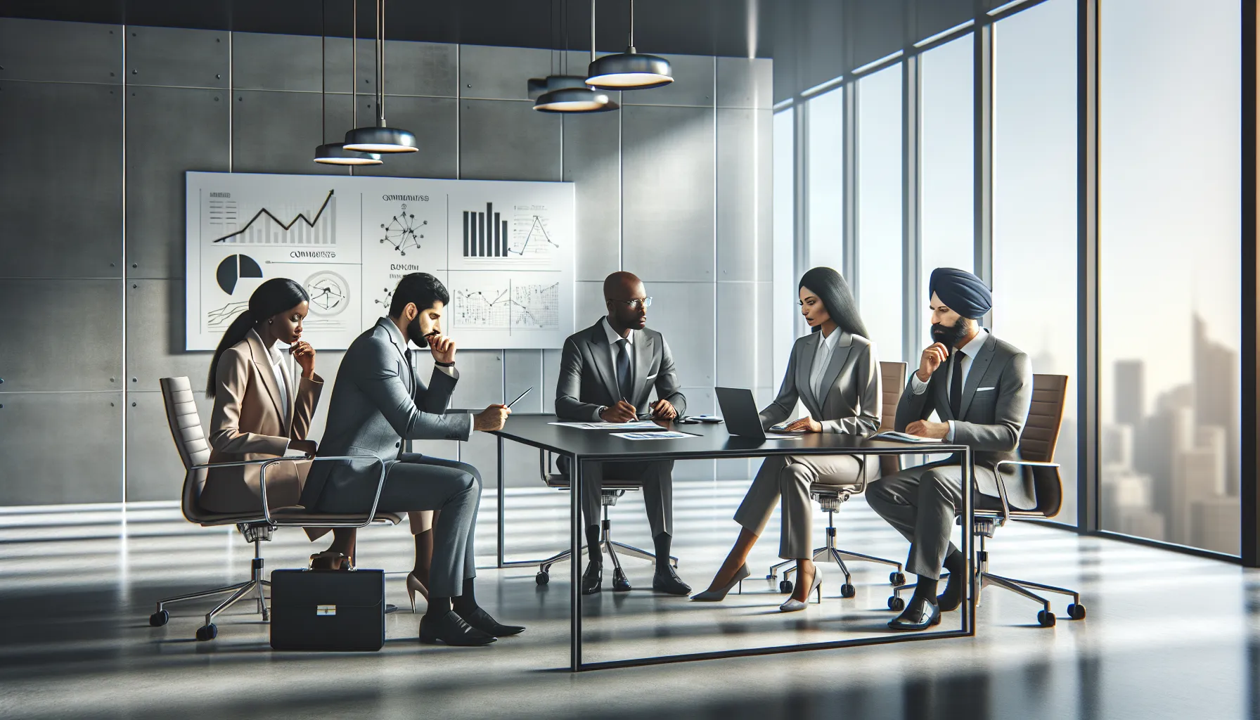 diverse professionals discussing concepts in a modern office.