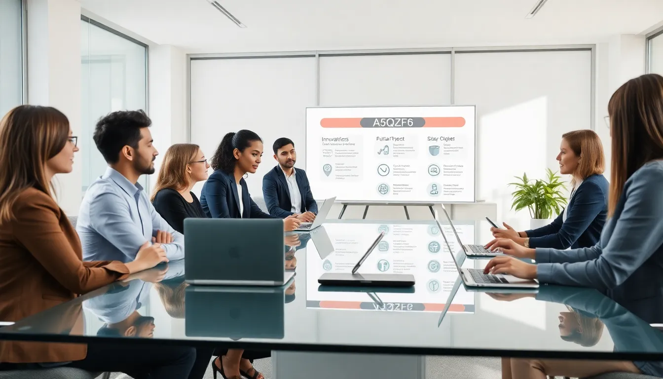 diverse team brainstorming in a modern office about A5QZF6.