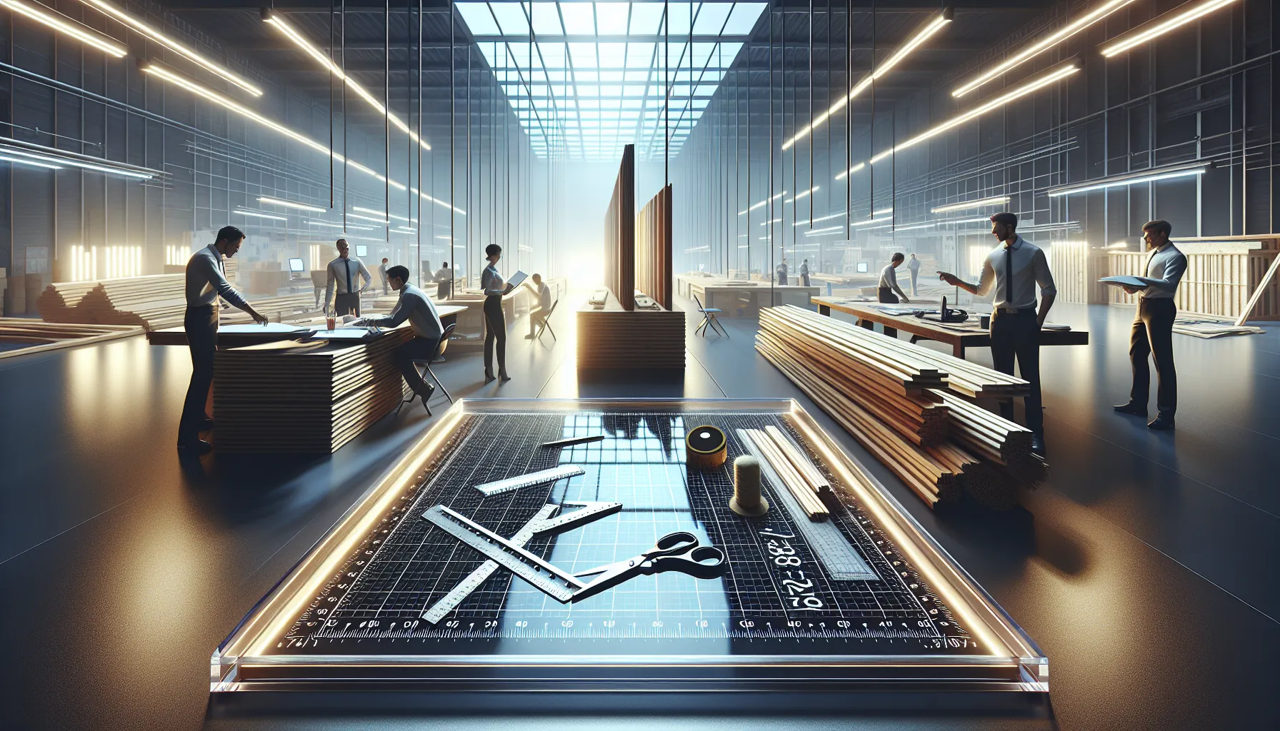  workspace demonstrating various uses of 7.38x41 dimensions in crafting and construction.