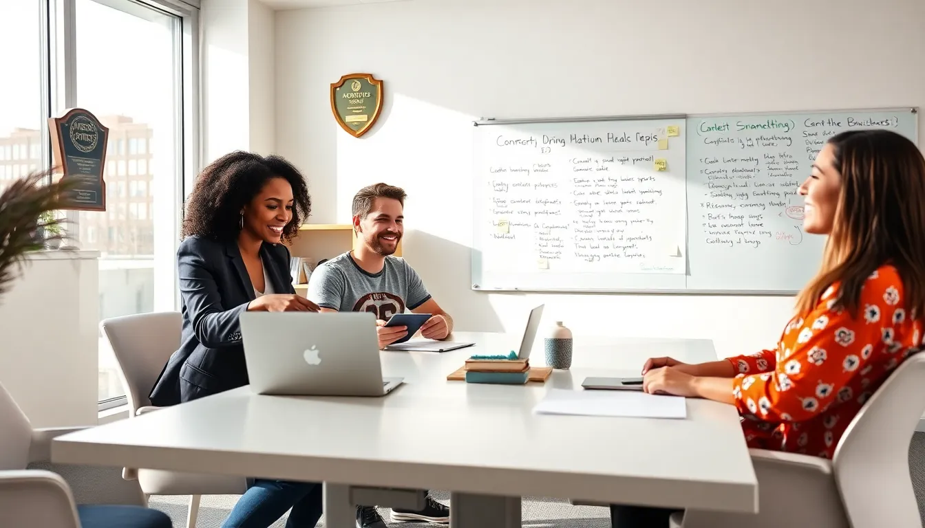 a diverse team discussing user engagement in a modern office setting.