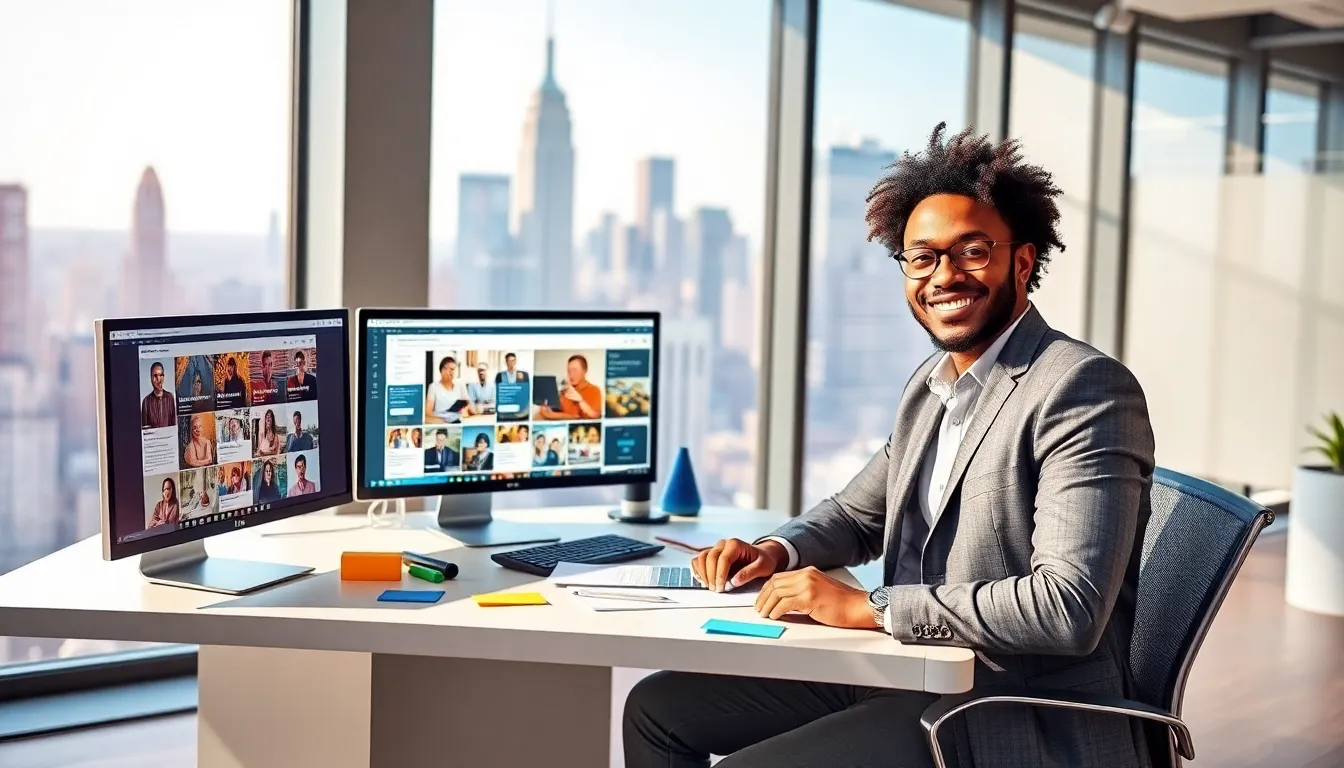 individual in a modern office representing digital creativity and engagement.