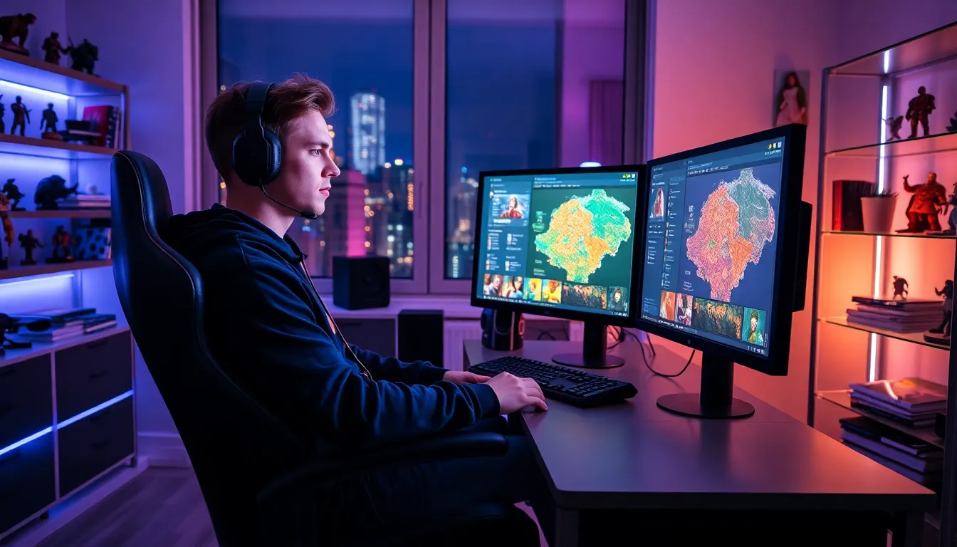 A gamer using Ck2Generator in a modern gaming room.