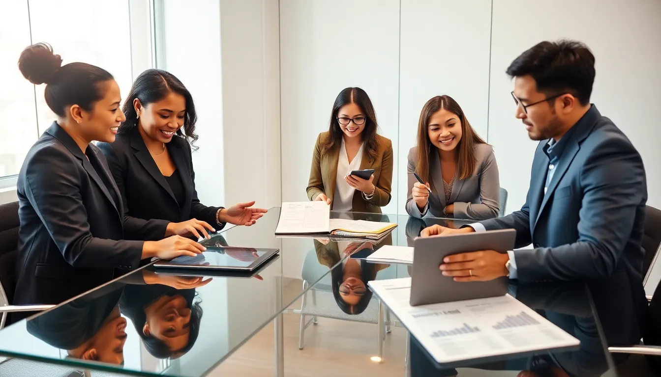 diverse team planning a thrifty event in a modern office setting.