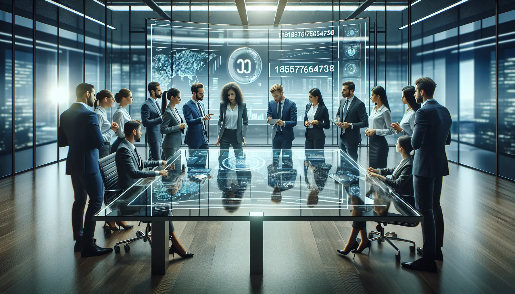 diverse professionals collaborating in a telecommunications office setting.