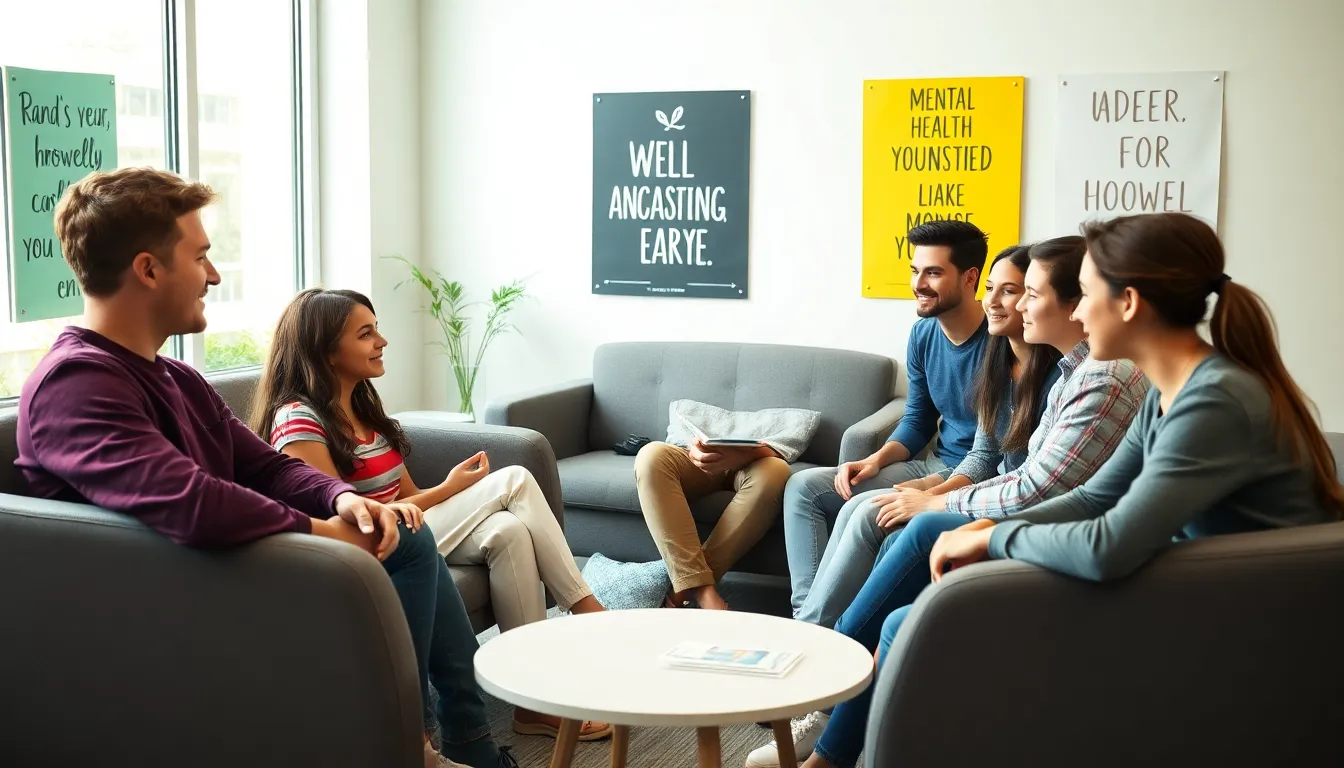 diverse group of teens in a supportive mental health counseling session.