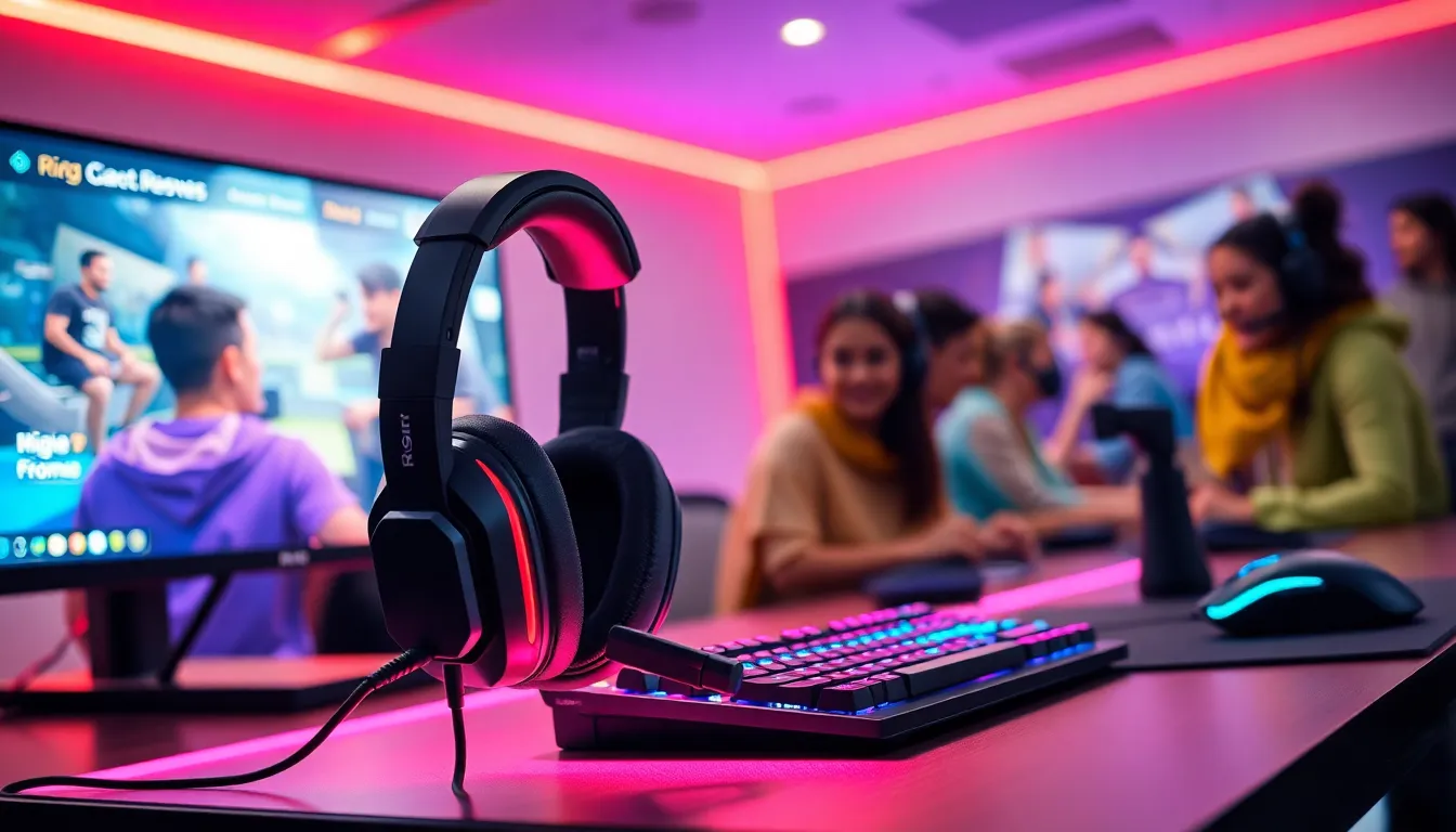 modern gaming setup featuring a Rig gaming headset.