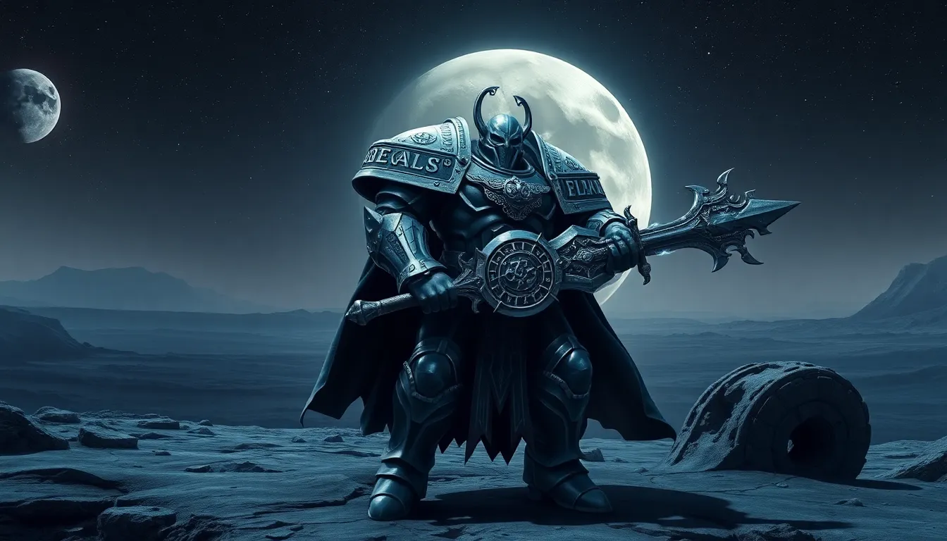 a Grey Knight warrior on the Moon of Titan, ready for battle.