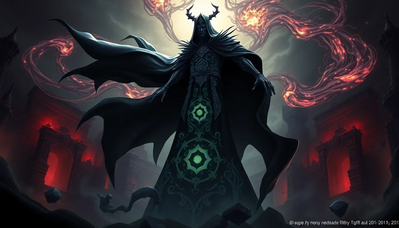 Black Mage from MapleStory in a dark, mystical setting.