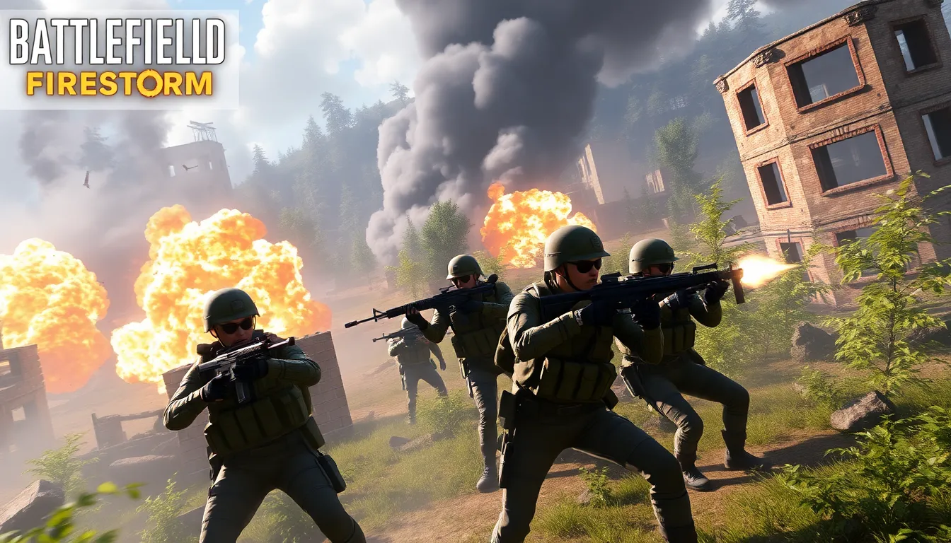 diverse soldiers engaged in combat on a World War II battlefield.