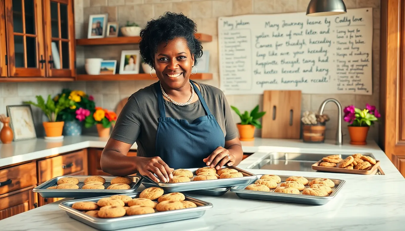 Mary Jackson decorating cookies in a cozy kitchen setting.