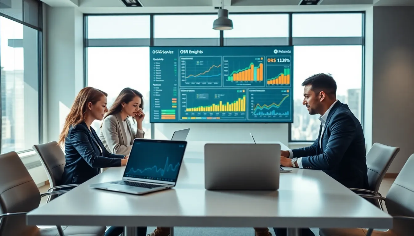 diverse team analyzing OSRS economic data in a modern workspace.