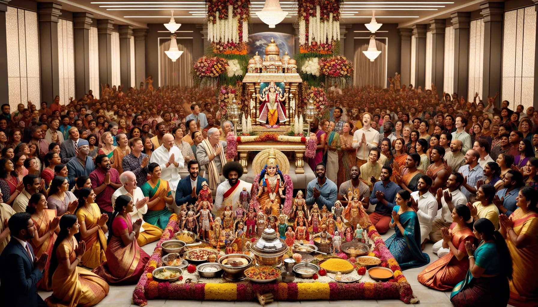 community celebration of Gowthalamma with decorations and a communal feast.