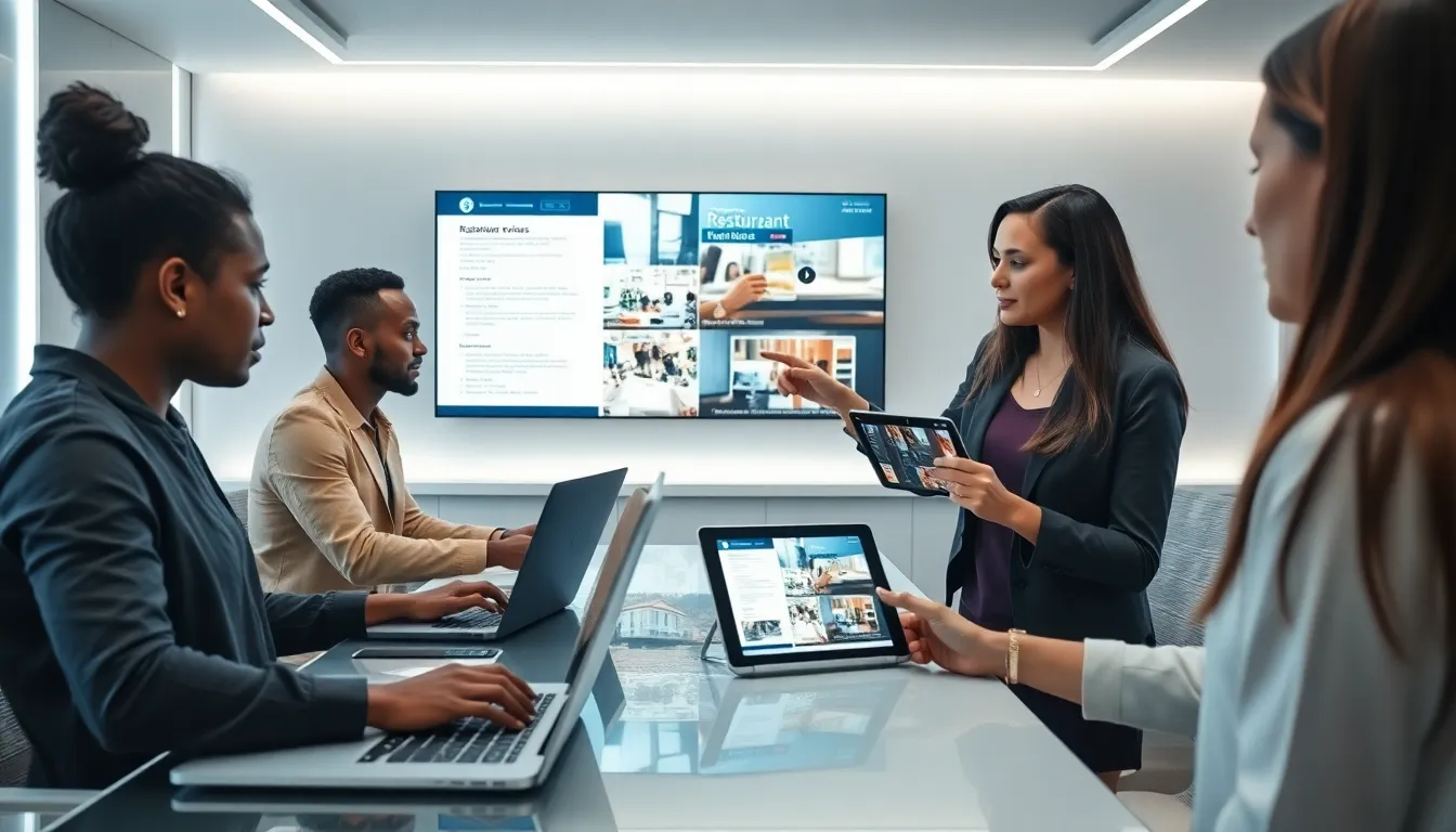 diverse AR developers collaborating in a modern office.