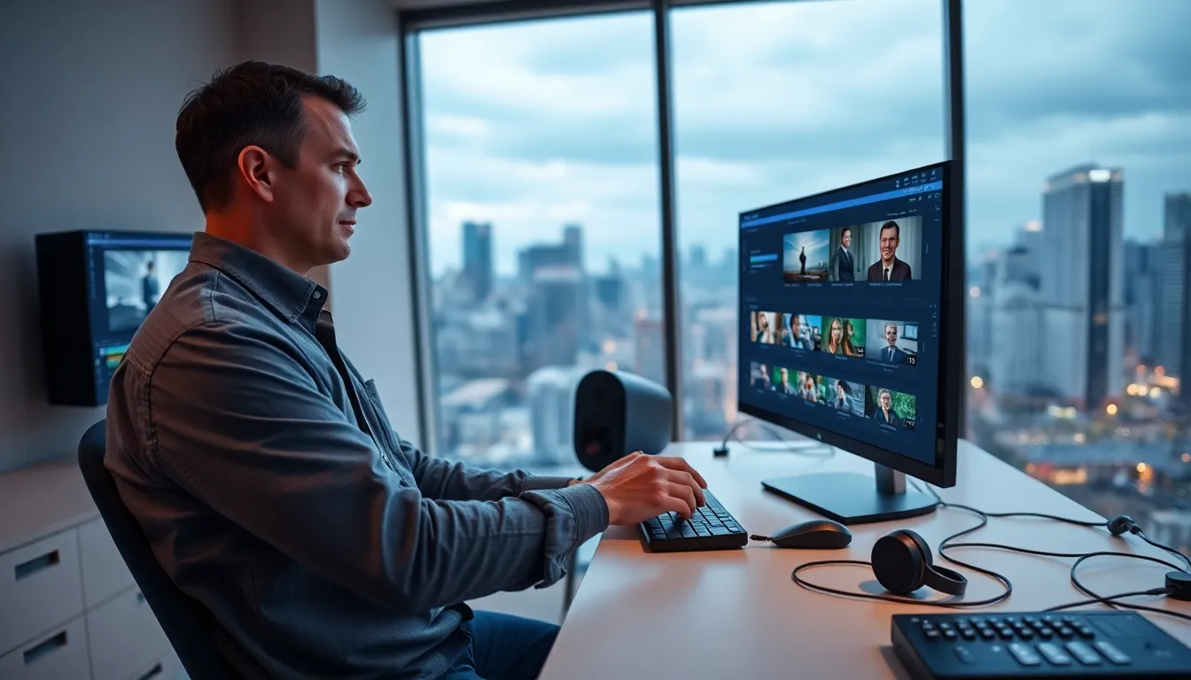 professional using Avid editing software in a modern editing suite.