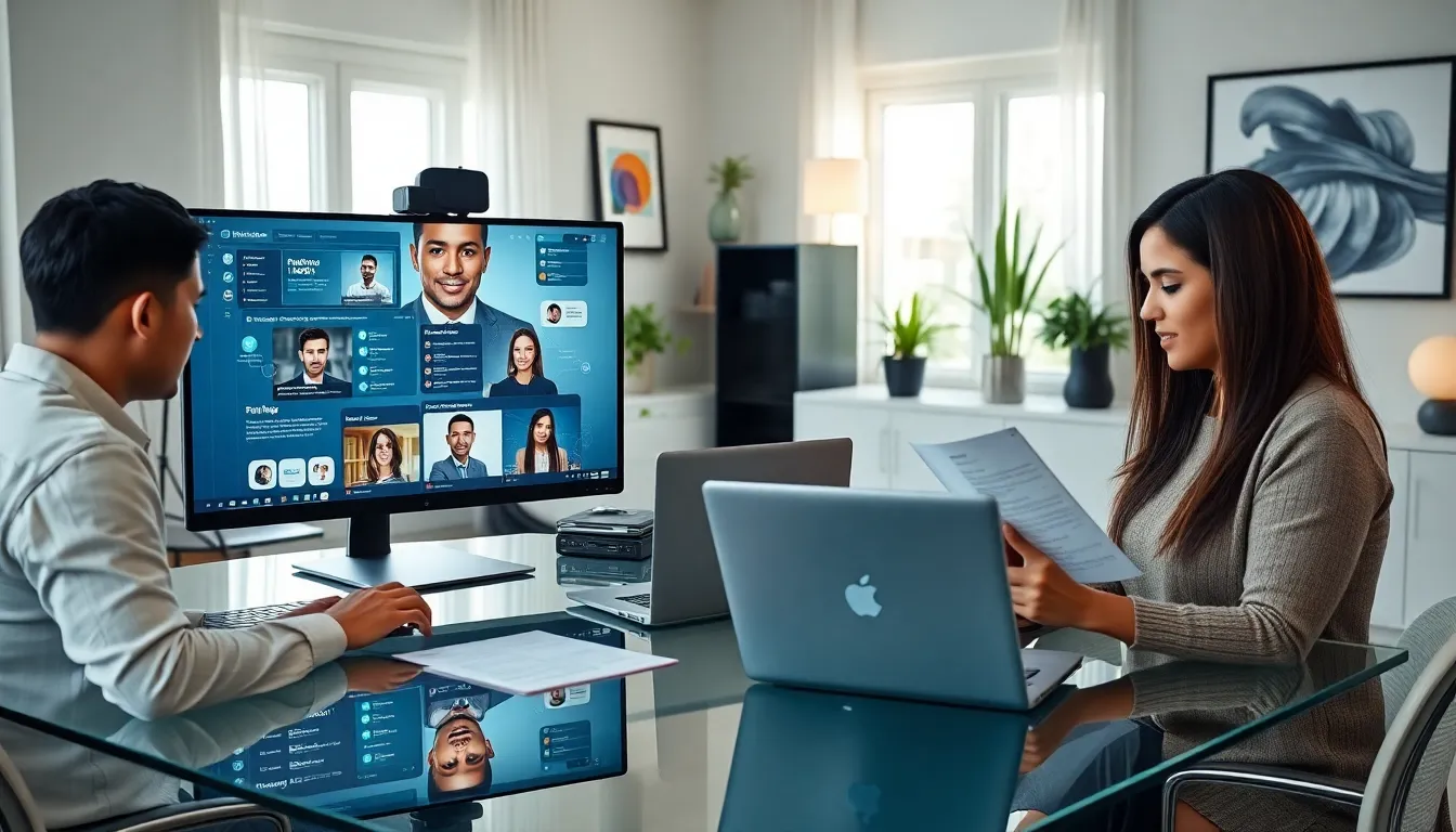 diverse fintech professionals collaborating in a modern home office.