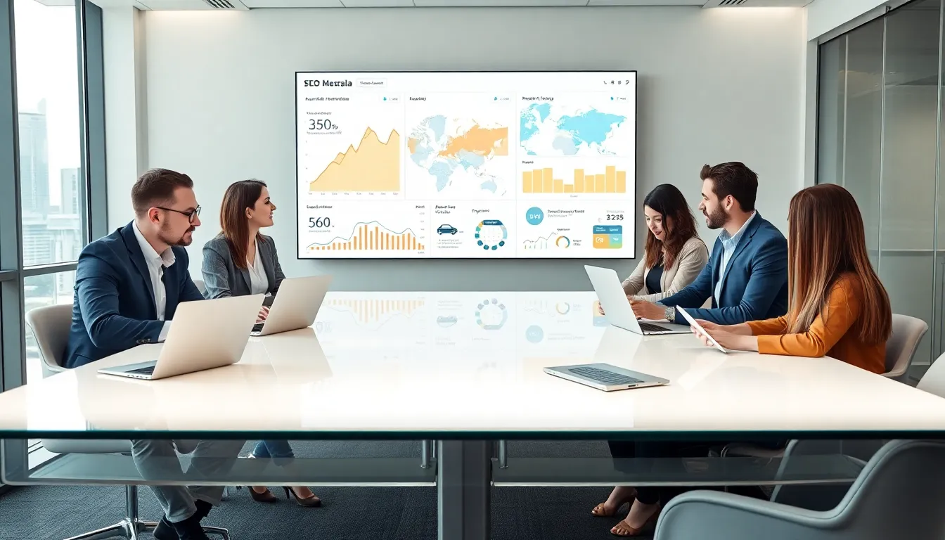Diverse team analyzing SEO data in a modern Perth office.
