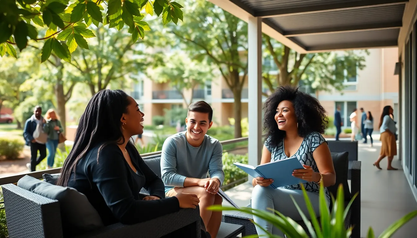 diverse students socializing at Albany State University housing.