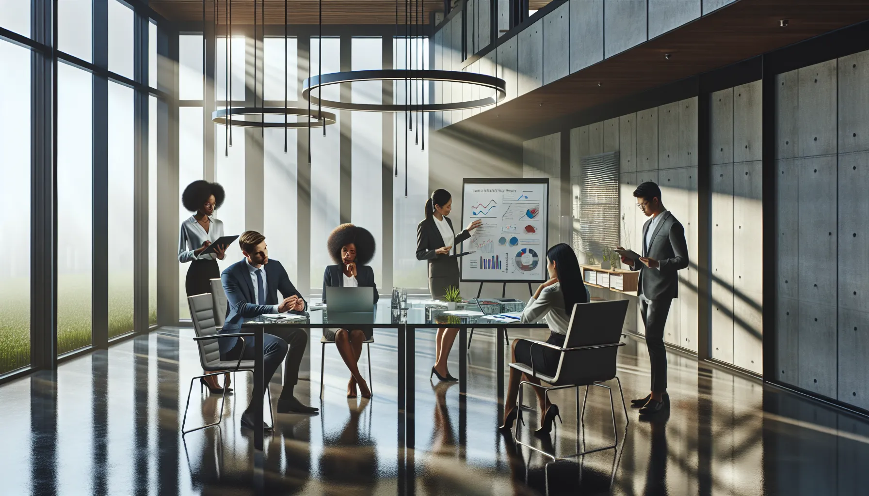 diverse team discussing data accuracy and privacy in a modern office.