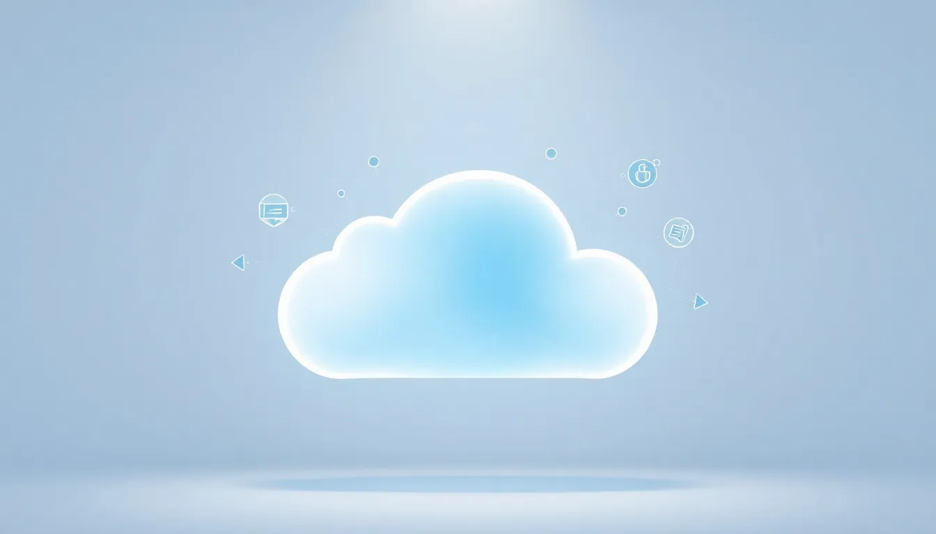 stylized cloud computing icon representing digital storage.