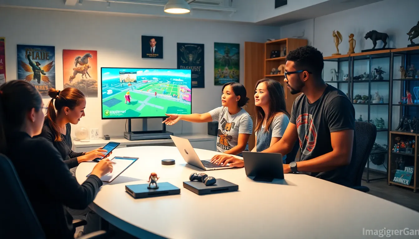 developers collaborating in a vibrant ImagineerGames studio.
