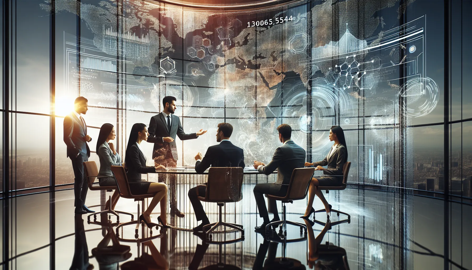 diverse team analyzing data trends in a modern office.