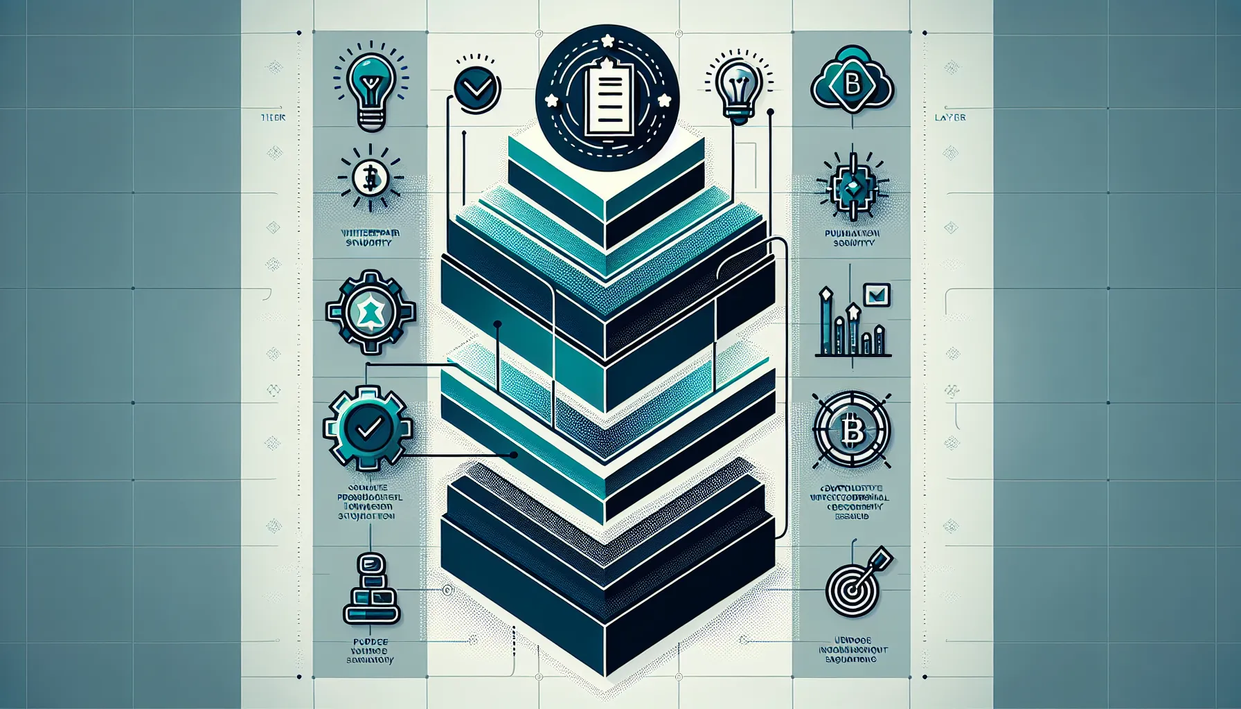 Three-tier infographic showing crypto research steps: whitepaper review, problem evaluation, and innovation assessment.