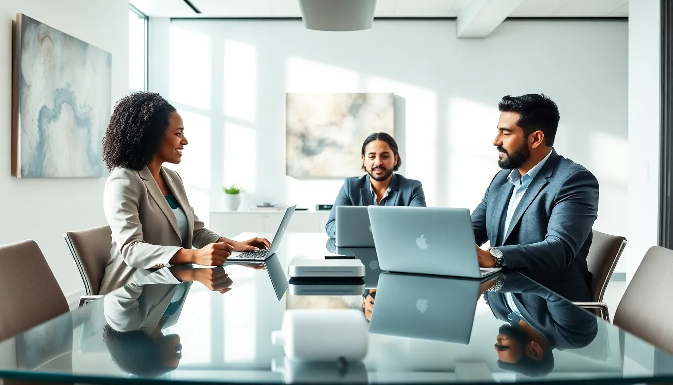 diverse real estate team collaborating in a modern office setting.