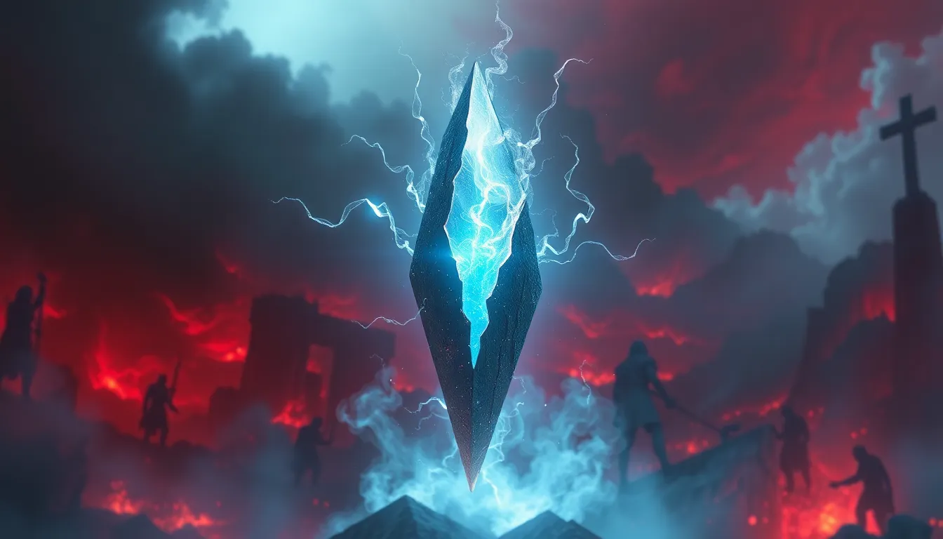 glowing Shard of Agony amidst a dark, battle-scarred landscape.
