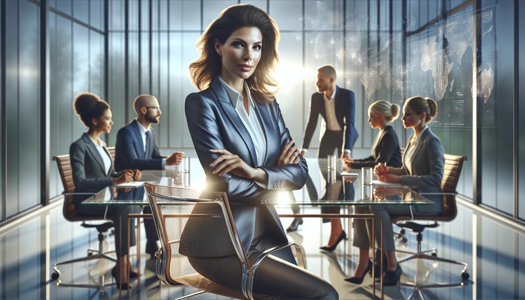 Barbara Sherwood collaborating with a diverse team in a modern office.