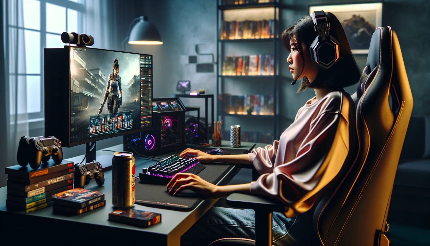 gamer optimizing settings in a modern gaming setup.